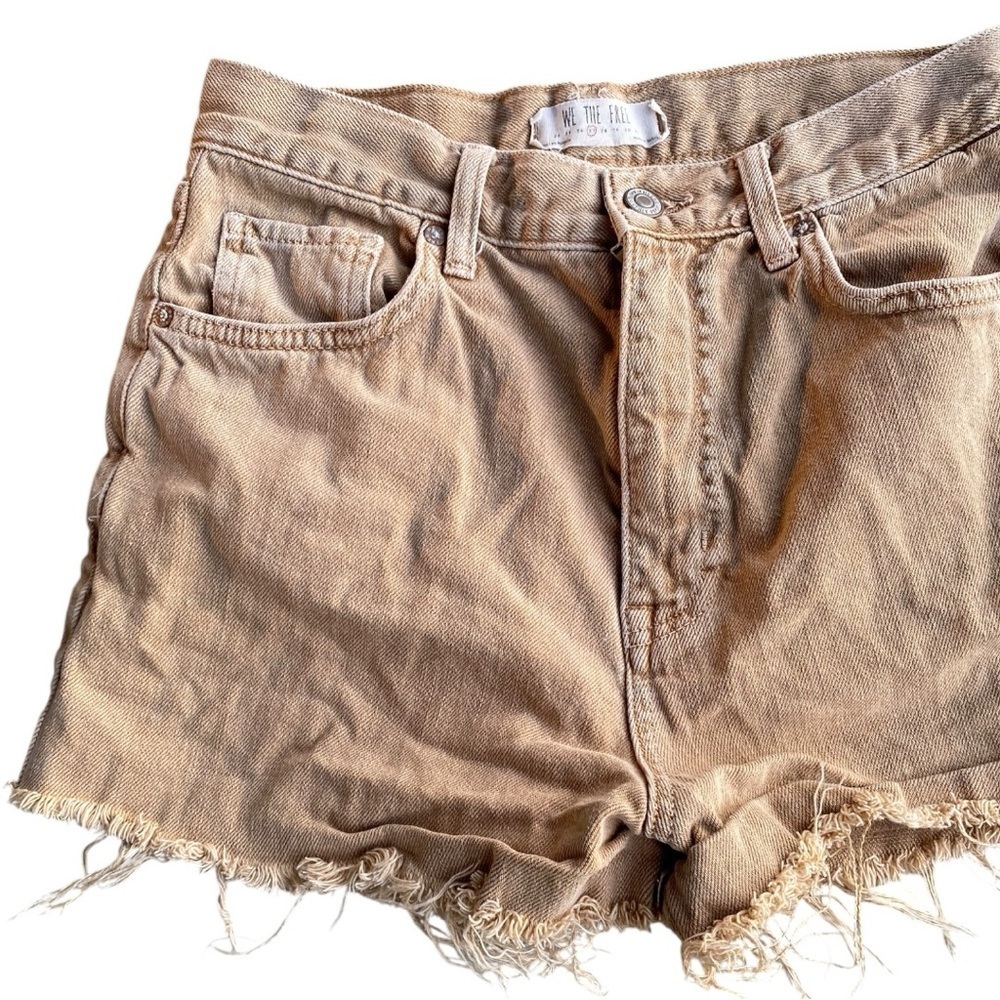 WE THE FREE Womens Denim Shorts Distressed Cut-Off Style in Tan Size 27 - Picture 3 of 7